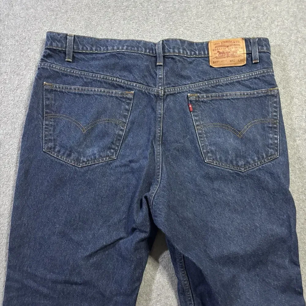 Vtg 1998 Levis 517 Bootcut Jeans Mens 40x30 Dark Wash Blue Denim 517-0216